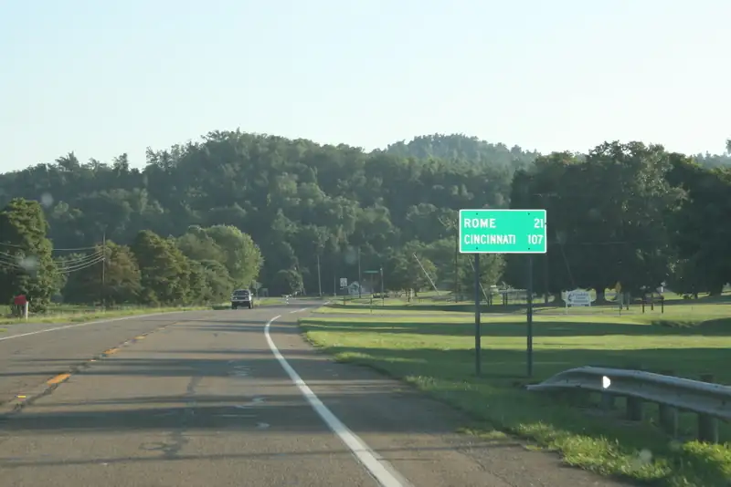 U.S. Route 52 running past wooded hills near Friendship, Ohio