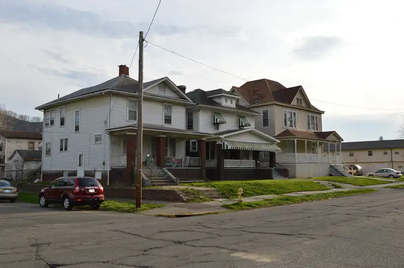 Older two-story houses on Second Street in Portsmouth, Ohio